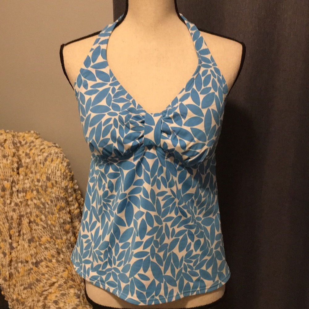 2 piece Lands End Tankini Halter Top skirt bottom